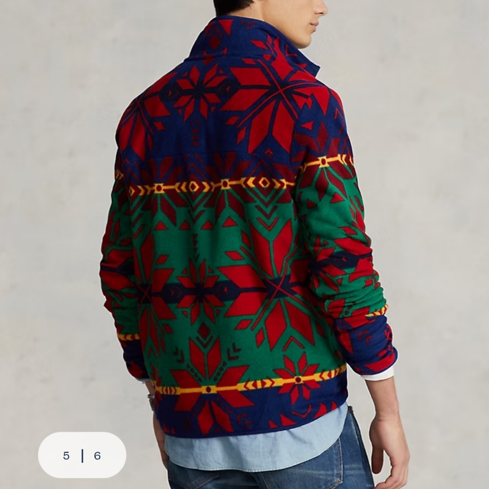 New!Polo Ralph Lauren Fair Isle Brushed Fleece Pullover - Picture 2 of 10